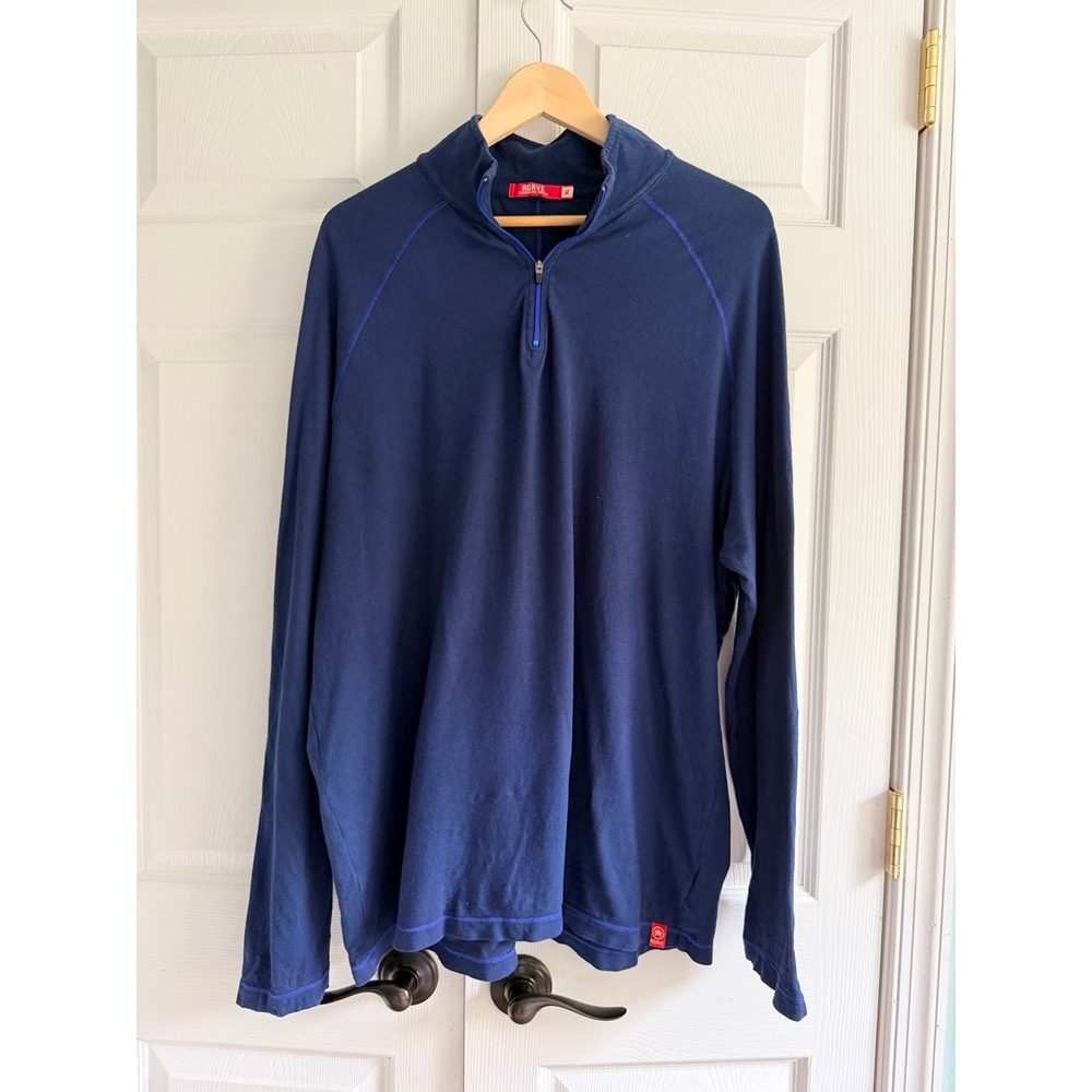 Agave Denim Quarter Zip Pullover Men's XL Navy Cotton Made USA Mock Neck
